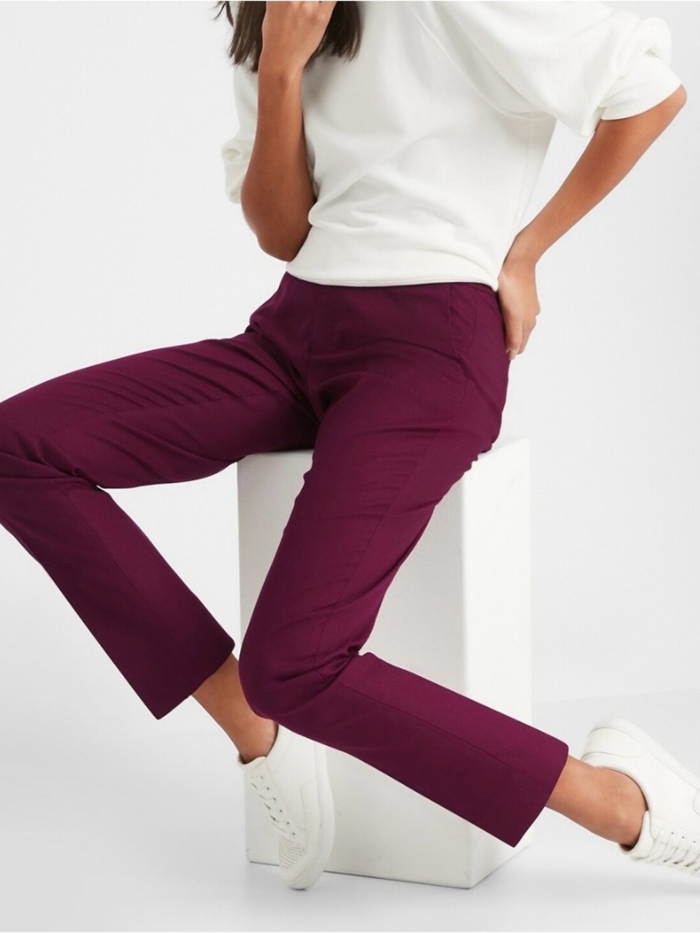 Banana Republic Cropped Pants in Deep Plum